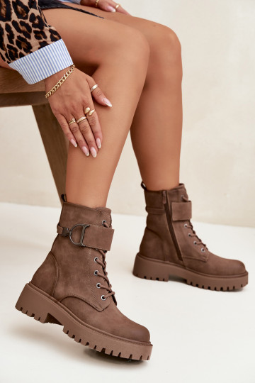 Bottines de travail Fémininréchauffer avec des talons décorés beige Ulivine