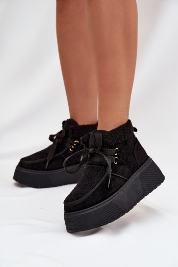 Bottes de neige Féminin avec une plateforme avec un manteau de fourrure couleur noire Florivelle 2