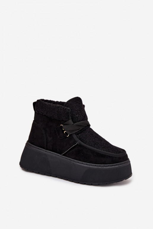 Bottes de neige Féminin avec une plateforme avec un manteau de fourrure couleur noire Florivelle Bottes de neige Féminin avec une plateforme avec un manteau de fourrure couleur noire Florivelle