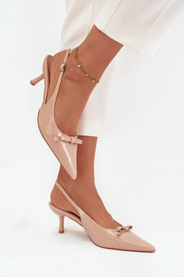 avec effet vernis Chaussures avec des talons fins avec des rubans Nude Olvena