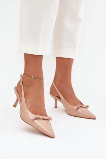 avec effet vernis Chaussures avec des talons fins avec des rubans Nude Olvena 2