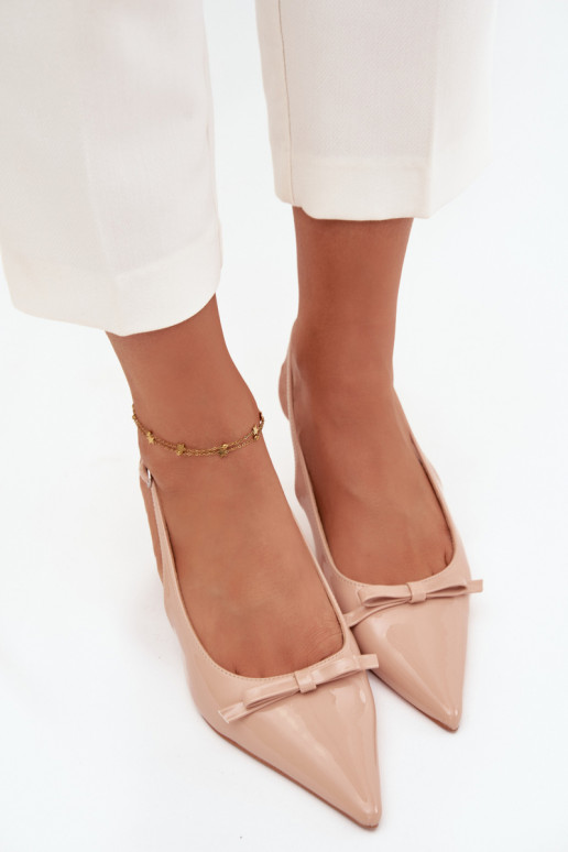 avec effet vernis Chaussures avec des talons fins avec des rubans Nude Olvena avec effet vernis Chaussures avec des talons fins avec des rubans Nude Olvena