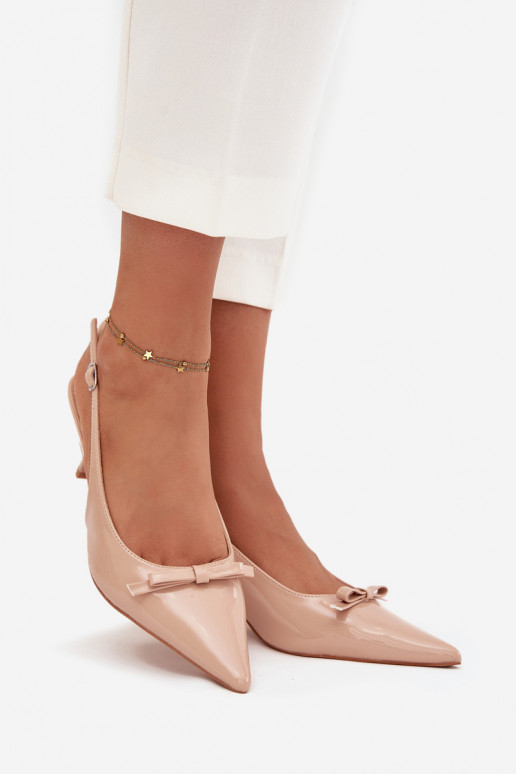 avec effet vernis Chaussures avec des talons fins avec des rubans Nude Olvena avec effet vernis Chaussures avec des talons fins avec des rubans Nude Olvena