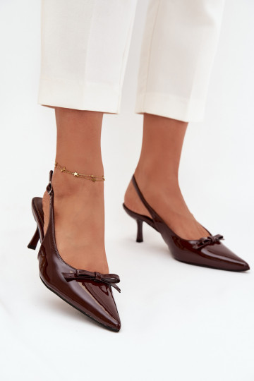 avec effet vernis Chaussures avec des talons fins avec des rubans CzekoladoÀe Olvena 2