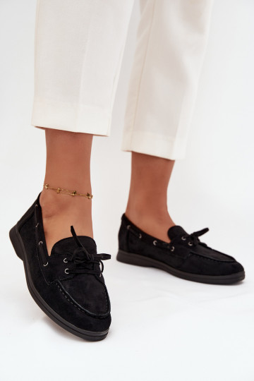 Mocassins pour femmes sans talon avec détails stylés noirs Zalina 2