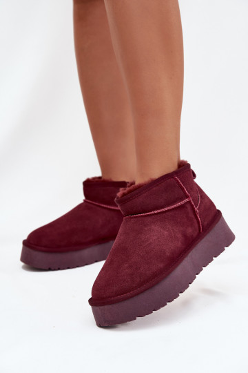 Bottes à neige en suède riche couleur bordeaux Nucca 2