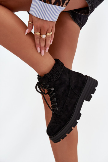 réchauffer chaussures Bottes pour femmes avec des lacets couleur noire Lyrinne 2