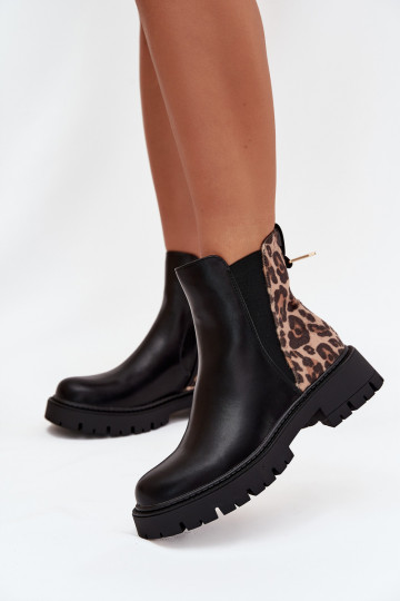 réchauffer Bottes pour femmes Ze couleur doréem Detalem avec des motifs en fourrure de léopard couleur noire Calista 2