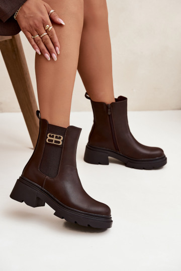 bottes élégantes Féminin Ze couleur doréem Detalem réchauffer marron Serene