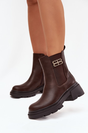 bottes élégantes Féminin Ze couleur doréem Detalem réchauffer marron Serene 2
