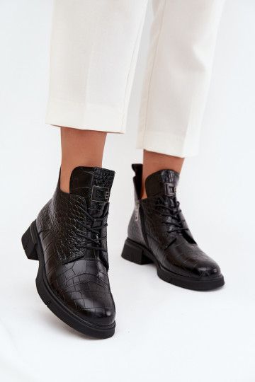Peau Bottes Avec des décorations Tłoczeniem réchauffer Vinceza 66815 couleur noire