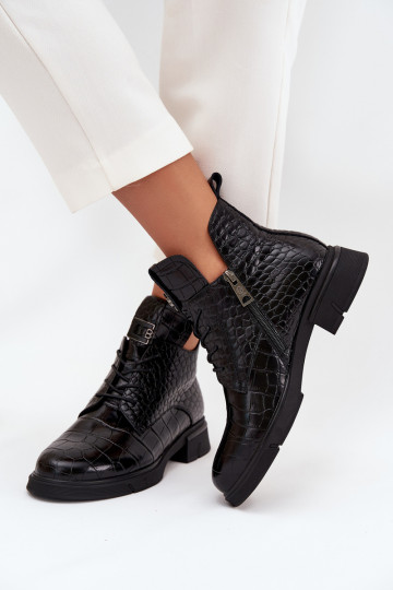 Peau Bottes Avec des décorations Tłoczeniem réchauffer Vinceza 66815 couleur noire 2