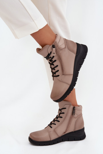 Peau Bottes pour femmes Sur un coin réchauffer Vinceza 39963 beige