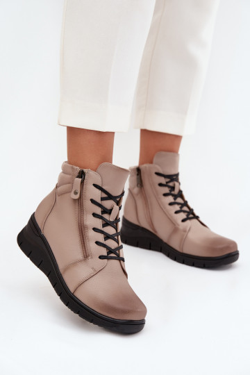 Peau Bottes pour femmes Sur un coin réchauffer Vinceza 39963 beige 2