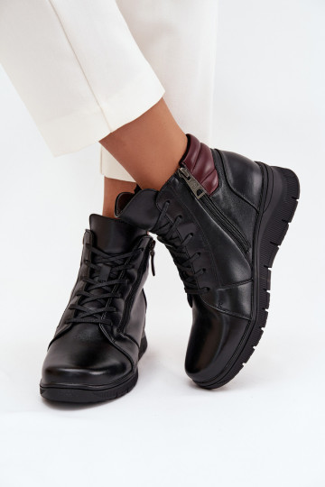 Peau Bottes pour femmes Sur un coin réchauffer Vinceza 39963 couleur noire