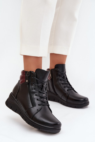 Peau Bottes pour femmes Sur un coin réchauffer Vinceza 39963 couleur noire 2
