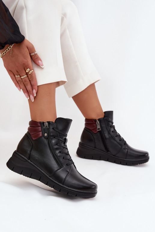 Peau Bottes pour femmes Sur un coin réchauffer Vinceza 39963 couleur noire