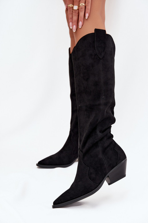 réchauffer bottes style coÀ-boy avec des talonsen daim écologiqueu couleur noire Jovianne réchauffer bottes style coÀ-boy avec des talonsen daim écologiqueu couleur noire Jovianne