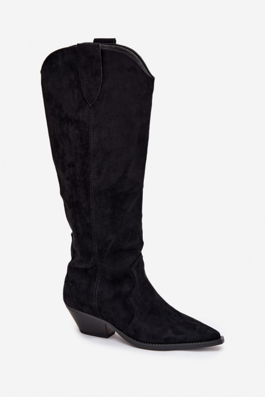 réchauffer bottes style coÀ-boy avec des talonsen daim écologiqueu couleur noire Jovianne réchauffer bottes style coÀ-boy avec des talonsen daim écologiqueu couleur noire Jovianne