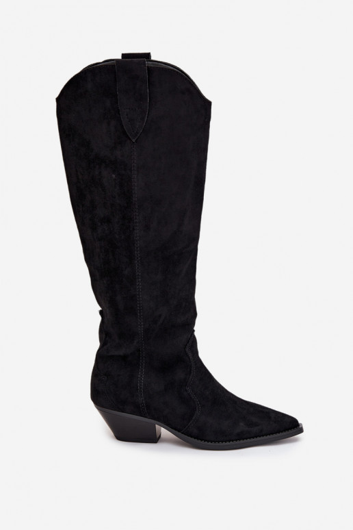 réchauffer bottes style coÀ-boy avec des talonsen daim écologiqueu couleur noire Jovianne réchauffer bottes style coÀ-boy avec des talonsen daim écologiqueu couleur noire Jovianne