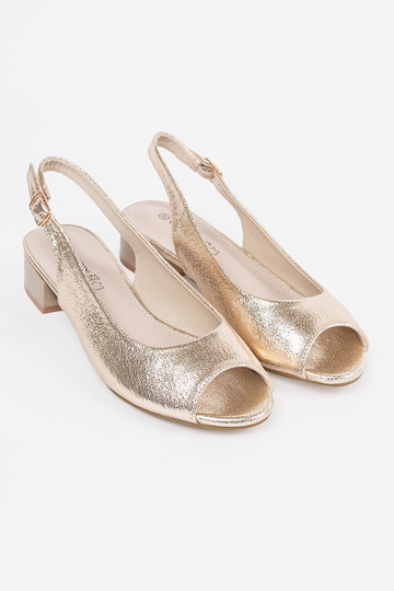 Sandales dorées à talons bas