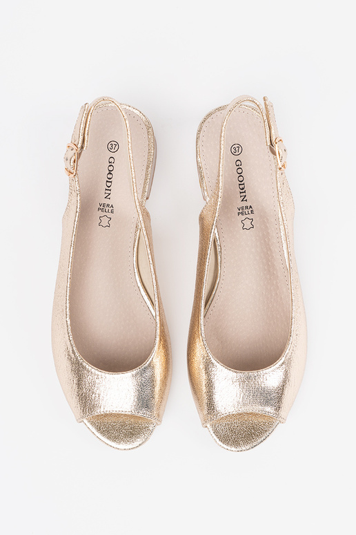 Sandales dorées à talons bas Sandales dorées à talons bas