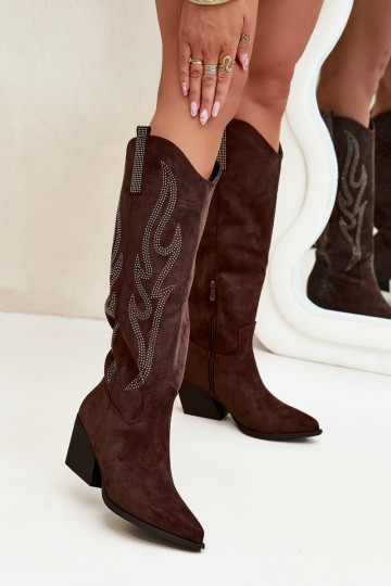 bottes style coÀ-boy Féminin Avec décoration avec des talons CzekoladoÀe Jovina