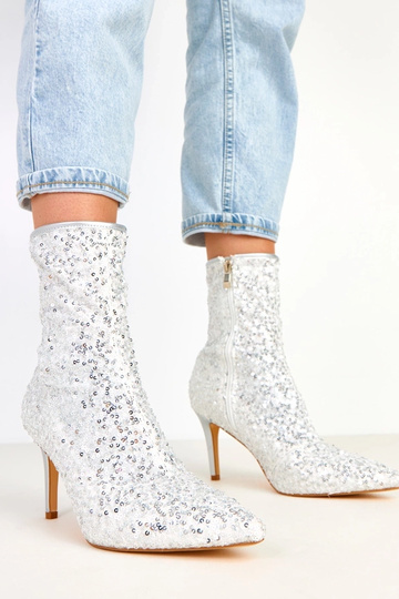 Bottines argentées avec finition brillante sur le talon Venda