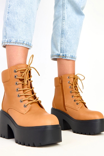 Bottines marron à talon massif et plateforme Janja 2