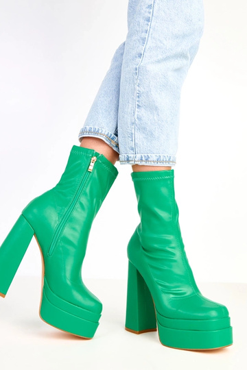 Yasmin bottines vertes sur épais talon et plateforme 2