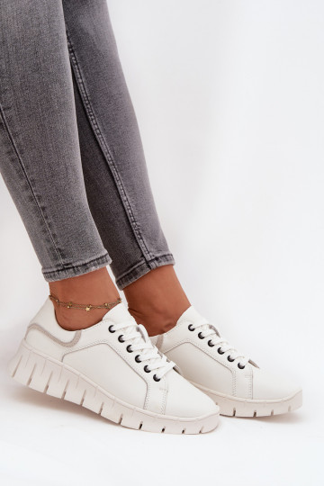 Vinceza 41493 chaussures en cuir pour femmes avec lacets blanches