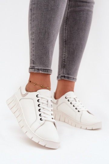 Vinceza 41493 chaussures en cuir pour femmes avec lacets blanches 2