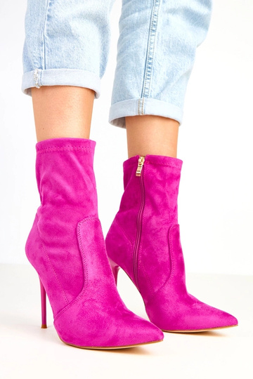 Nanila bottines violettes avec finition en daim sur talon