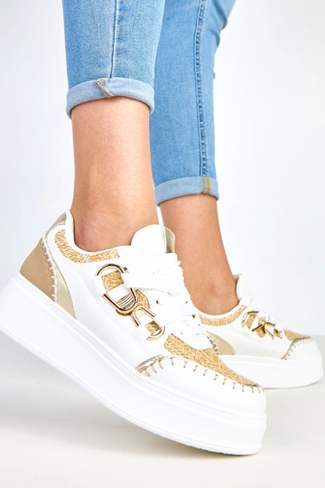 Lina baskets beige sur plateforme avec détail tressé 2