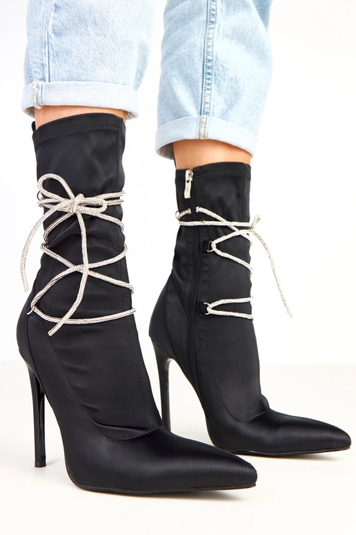 Tolnai bottines en satin noires sur...