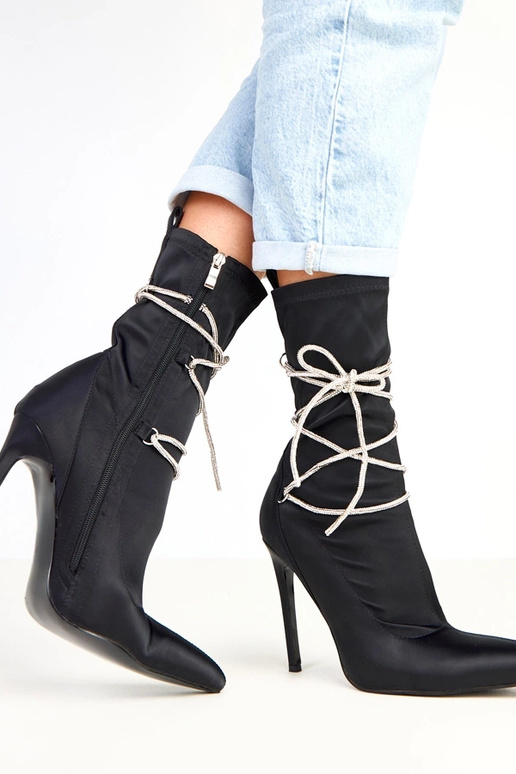 Tolnai bottines en satin noires sur...