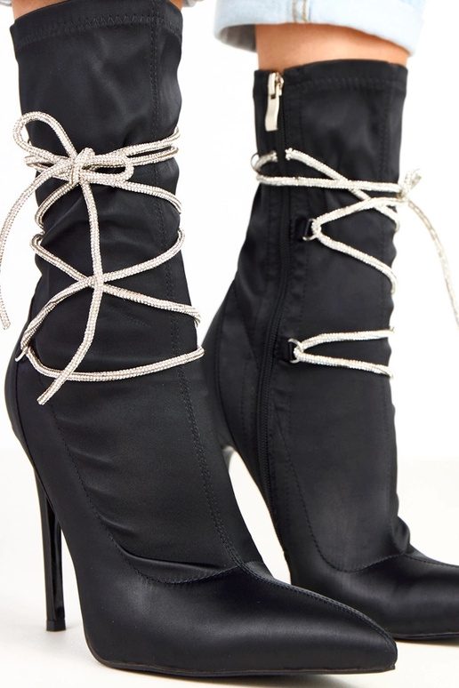 Tolnai bottines en satin noires sur...