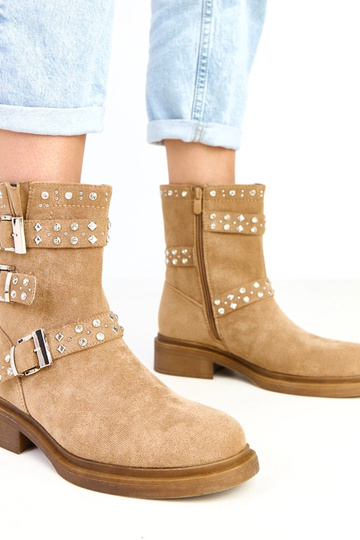 Bottes brunes avec zirconiums à petit talon Brosca 2