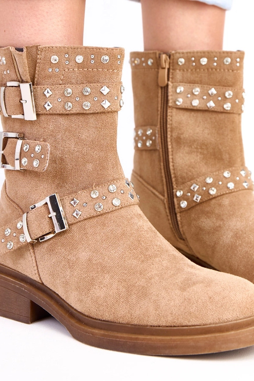 Bottes brunes avec zirconiums à petit...