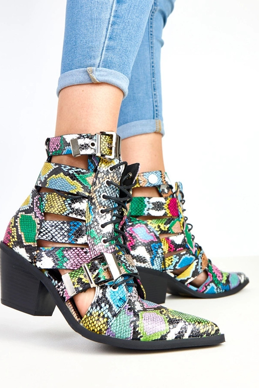 Bottes multicolores à talon avec...