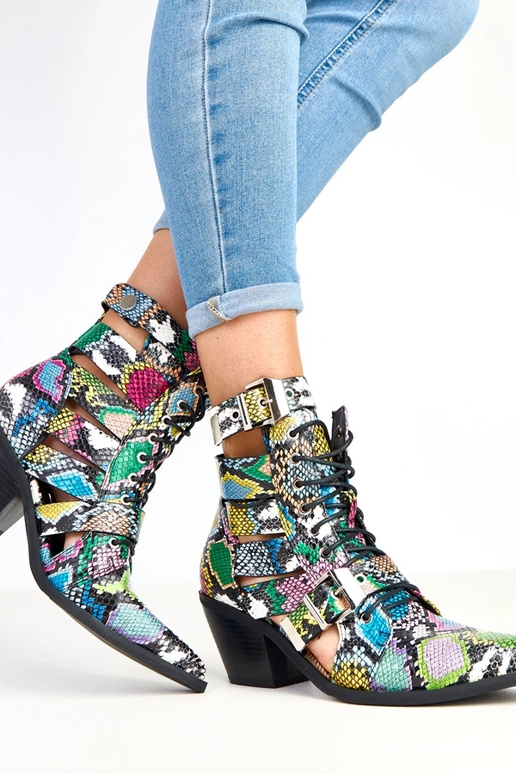 Bottes multicolores à talon avec...