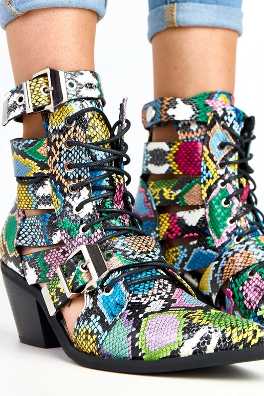 Bottes multicolores à talon avec...