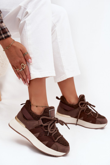 réchauffer Chaussures modèle baskets Féminin avec une plateforme marron Juvira