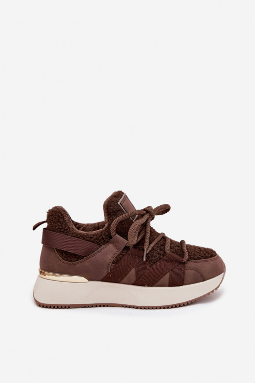 réchauffer Chaussures modèle baskets Féminin avec une plateforme marron Juvira réchauffer Chaussures modèle baskets Féminin avec une plateforme marron Juvira