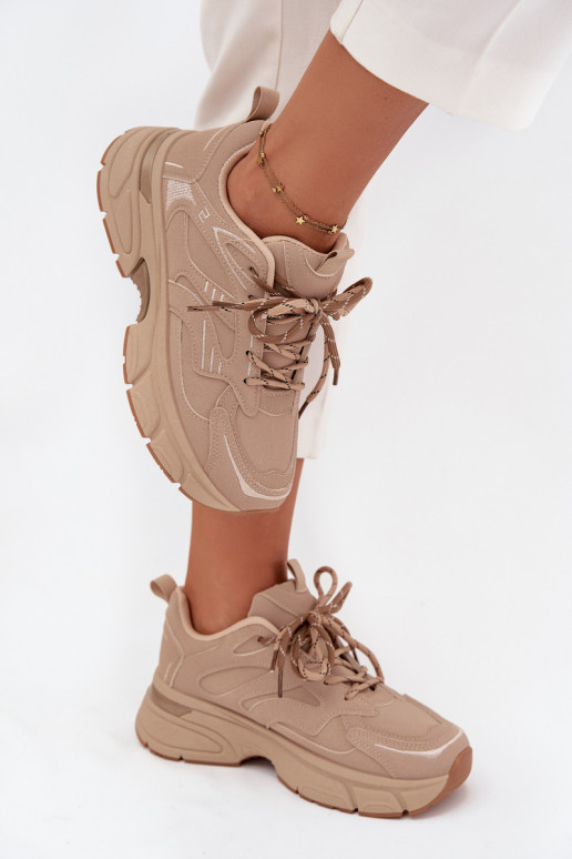 baskets Chaussures modèle baskets FémininPodÀójnym Laçagem beige Annelie