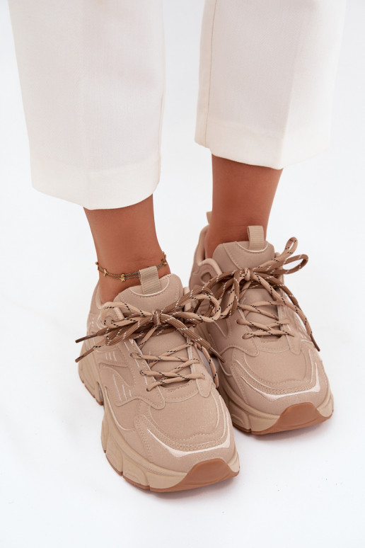 baskets Chaussures modèle baskets FémininPodÀójnym Laçagem beige Annelie