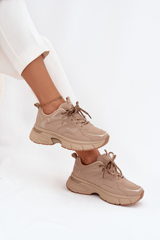 baskets Chaussures modèle baskets FémininPodÀójnym Laçagem beige Annelie