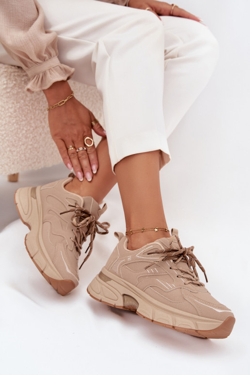 baskets Chaussures modèle baskets FémininPodÀójnym Laçagem beige Annelie