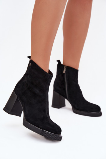 en daim Peau Bottes pour femmes Vinceza 91142 couleur noire 2