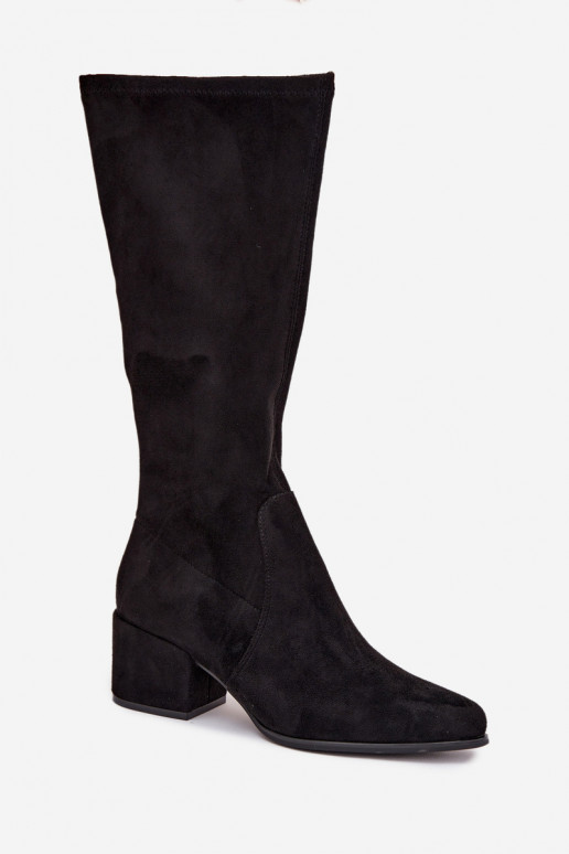 bottes pour femmes Sur un talon bas en daim écologiqueoÀe Sergio Leone KZ212 couleur noire bottes pour femmes Sur un talon bas en daim écologiqueoÀe Sergio Leone KZ212 couleur noire